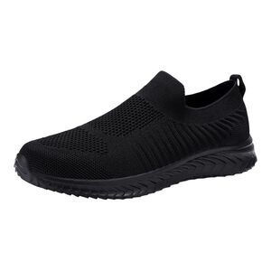 JIAFO Women’s Black Mesh Knit Breathable Ultra Lightweight Slip On Sneakers